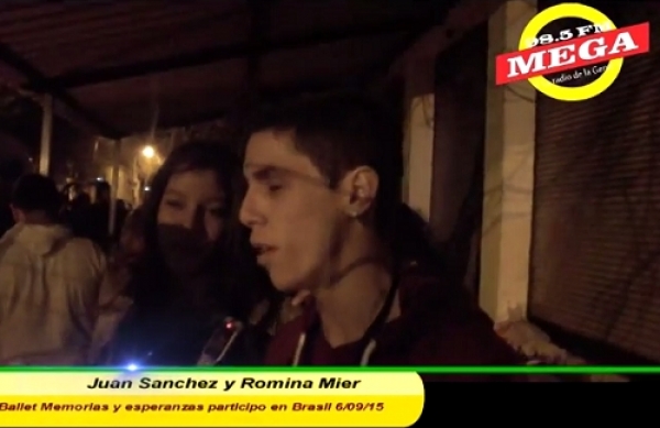 Juan Sanchez y Romina Mier integrantes del Ballet Memorias y esperanzas obtuvieron premio en pareja Danza y cazal en Santa Catalina Brasil