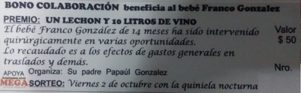 Se realizar&aacute;n actividades beneficas a beneficio del beb&eacute; Franco Gonzalez en Vergara