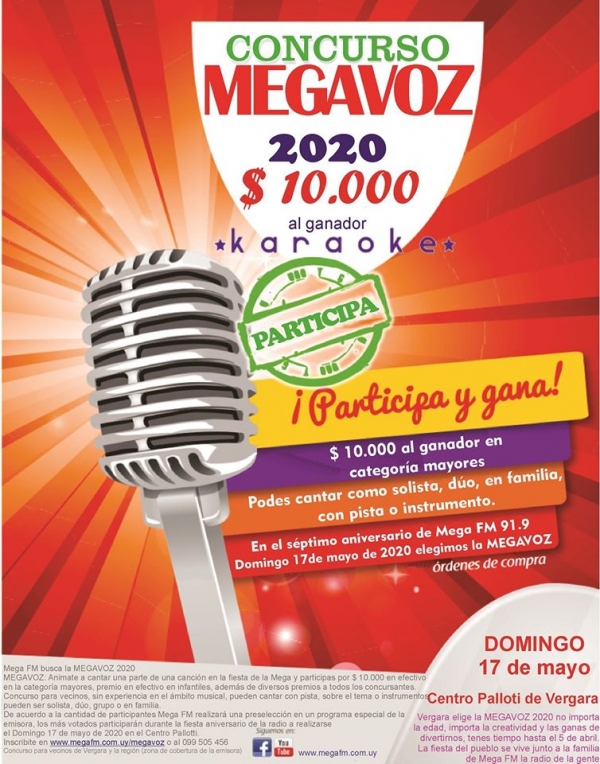 Ya esta abierta la inscripci&oacute;n para el concurso MEGAVOZ 2020