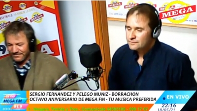 Sergio Fernández y Robert Muniz - borrachón - octavo aniversario de la Mega 18/05/21