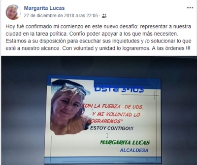 Margarita Lucas ser&aacute; candidata a Alcalde en las elecciones de Mayo 2020 27/12/18