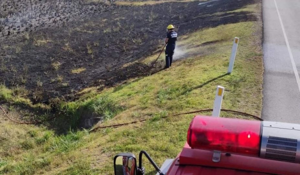 Bomberos de Vergara intervino en la tarde de hoy en ruta 18 km 354 en un incendio de ba&ntilde;ado 13/01/22