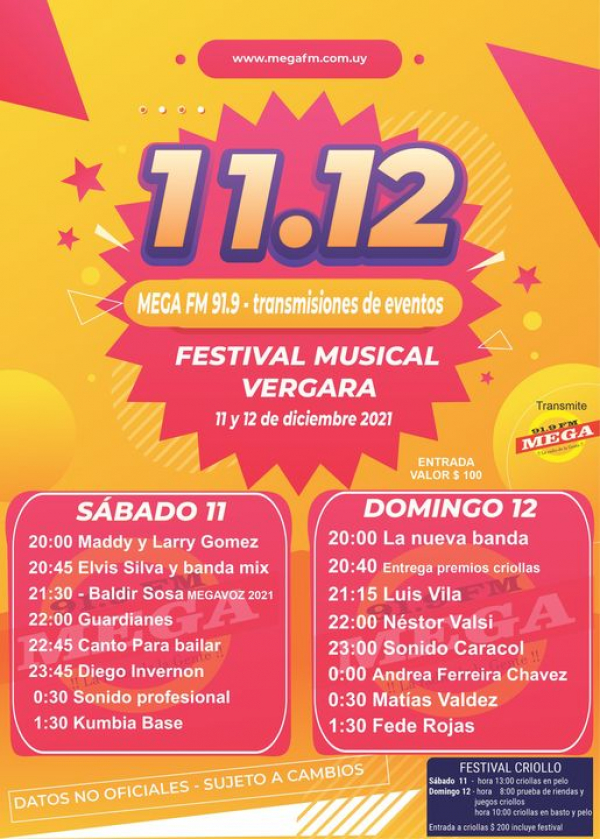 Programaci&oacute;n Festival Musical Vergara 2021