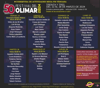 Ver Festival del Olimar 2024 en vivo por Mega FM 91.9 Vergara