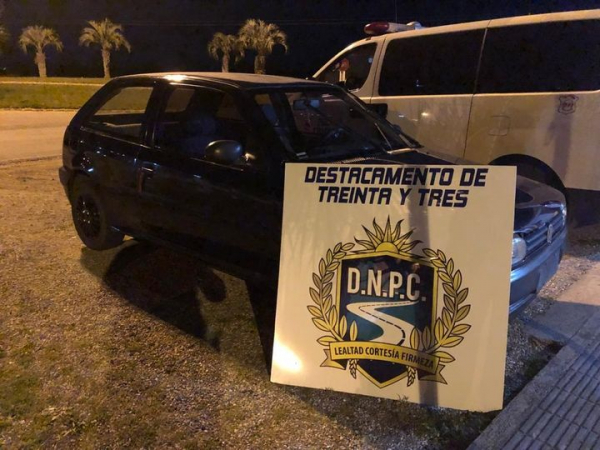 Caminera de Treinta y Tres ocupo un automovil en procedimiento 18/10/21