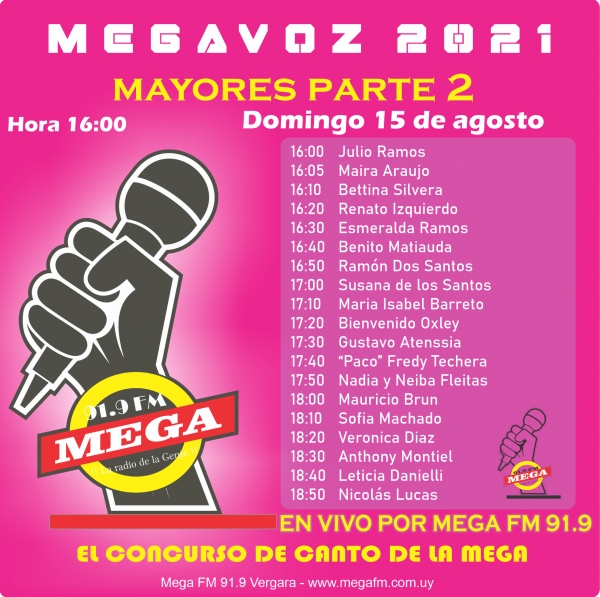 Listado de participantes MEGAVOZ 2021 parte 2