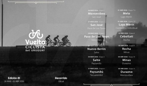 Vuelta Ciclista del Uruguay 2026 con etapas en Lago Merin y Cebollatí.